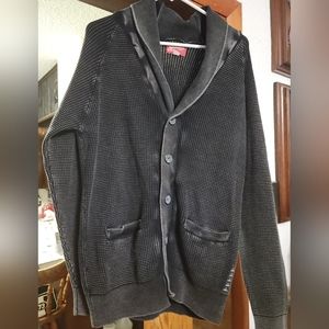 NWT Arizona Jeans Co. Black Waffle Cardigan sz Lg